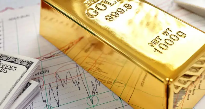 Goldbarren und Anteilscheine