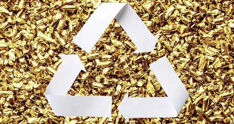 Recycling-Symbol, Gold Nuggets